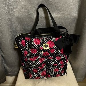Betsey Johnson Roses & Polka Dot Backpack Purse